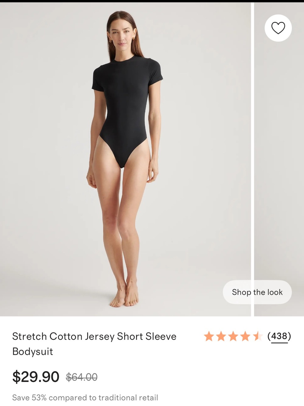 Quince Black Stretch Cotton Jersey Short Sleeve Bodysuit NWT XL